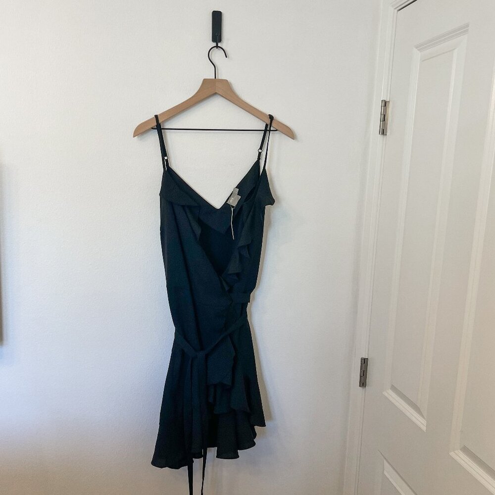 Asos Black Ruffle Wrap Mini Dress‎